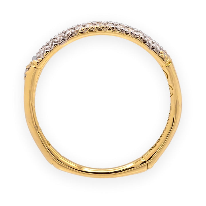 John Hardy Bamboo Collection 18K Yellow Gold Double Row Diamond Band Ring