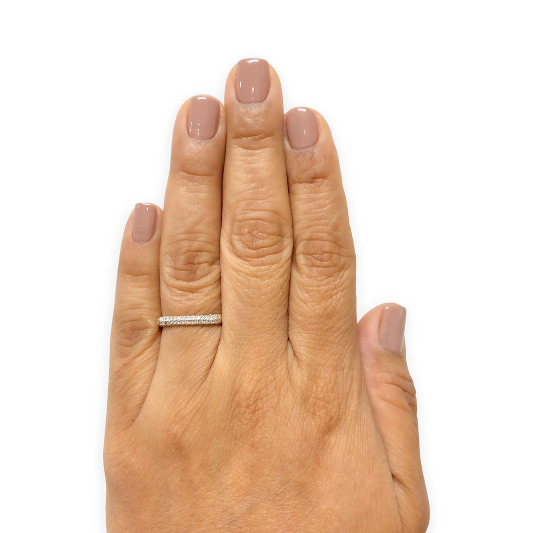 John Hardy Bamboo Collection 18K Yellow Gold Double Row Diamond Band Ring