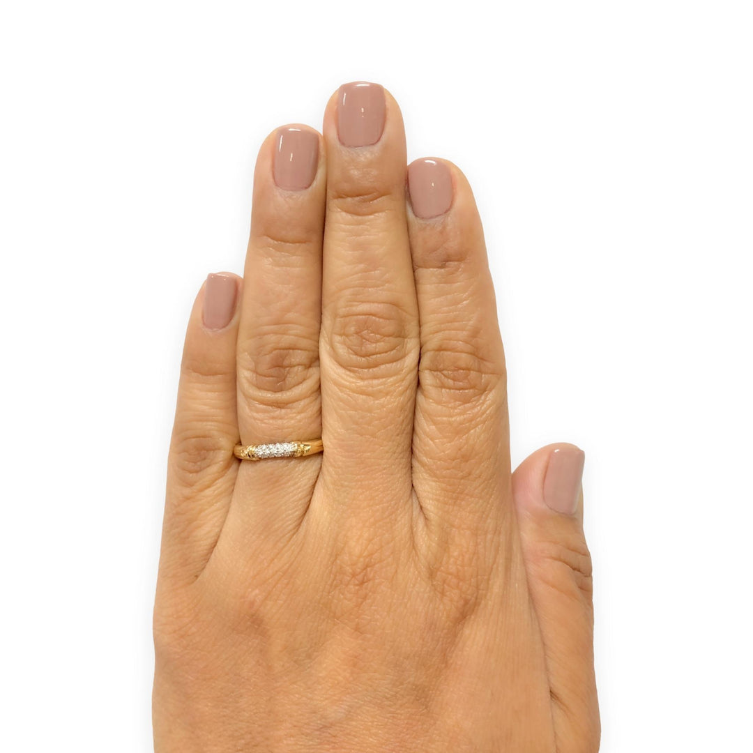 John Hardy Bamboo Collection 18K Yellow Gold Pavé Diamond Band Ring Size 7