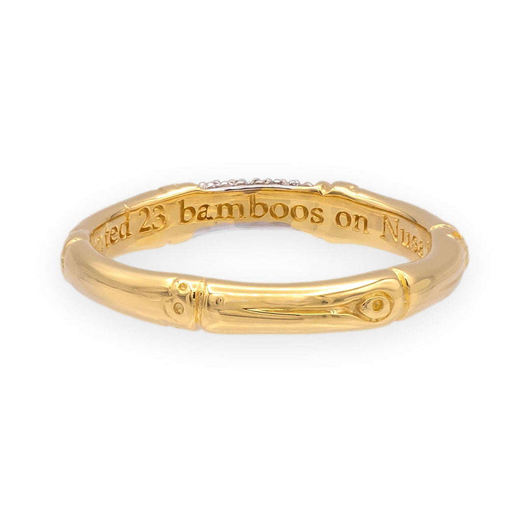 John Hardy Bamboo Collection 18K Yellow Gold Pavé Diamond Band Ring Size 7
