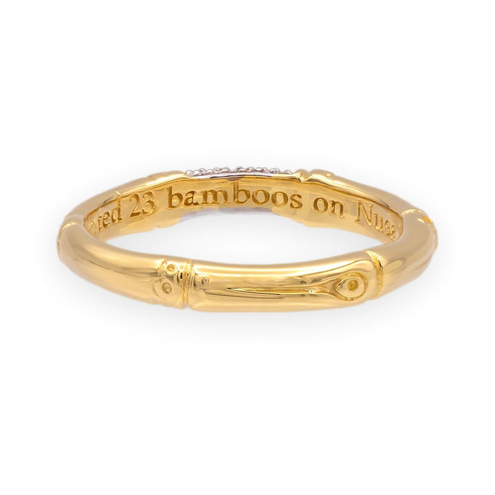 John Hardy Bamboo Collection 18K Yellow Gold Pavé Diamond Band Ring Size 7