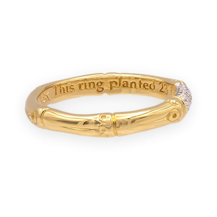 John Hardy Bamboo Collection 18K Yellow Gold Pavé Diamond Band Ring Size 7