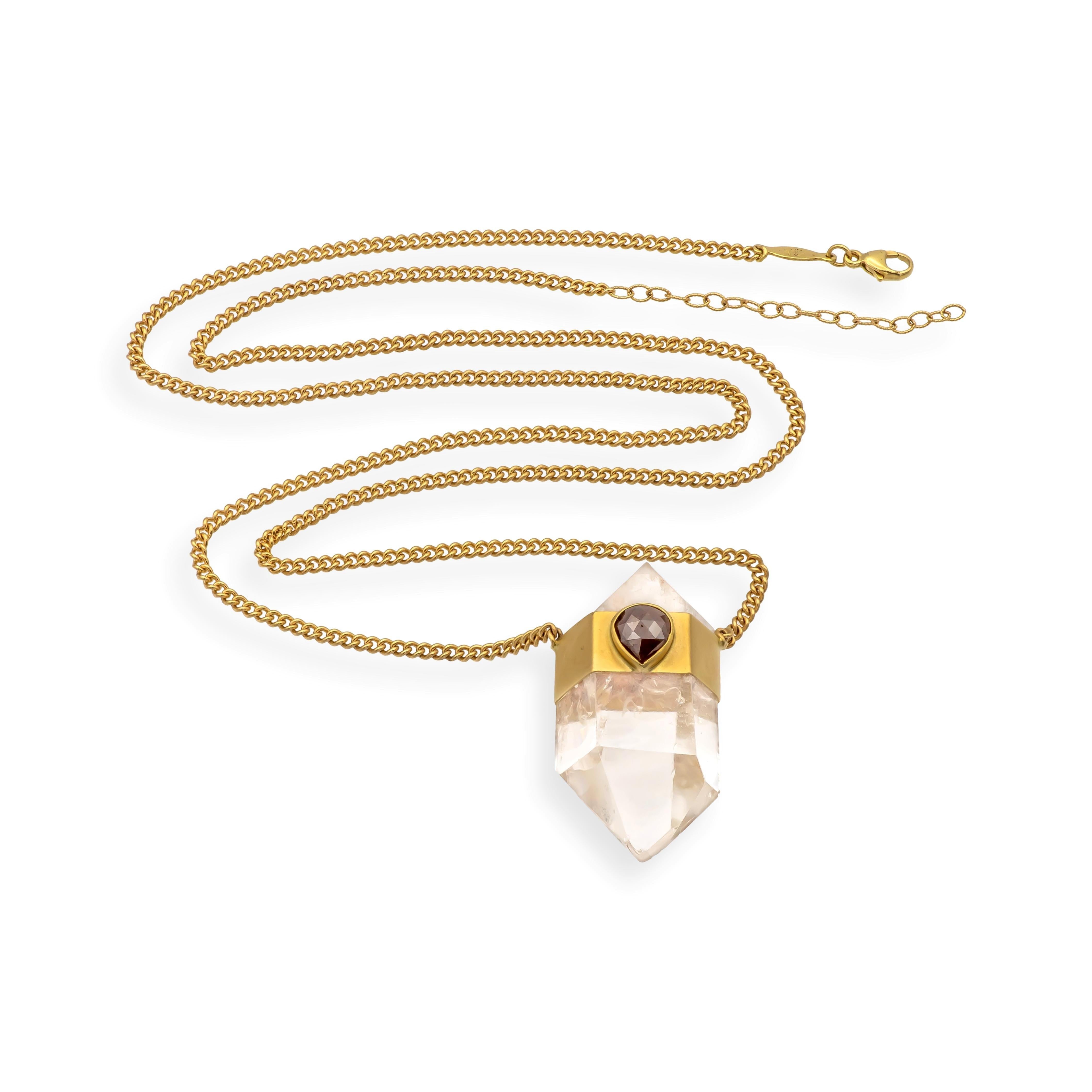 最安値に挑戦！ Jacquie Aiche 14K Gold Clear Quartz Pendant Necklace Tear フェイスクリーム