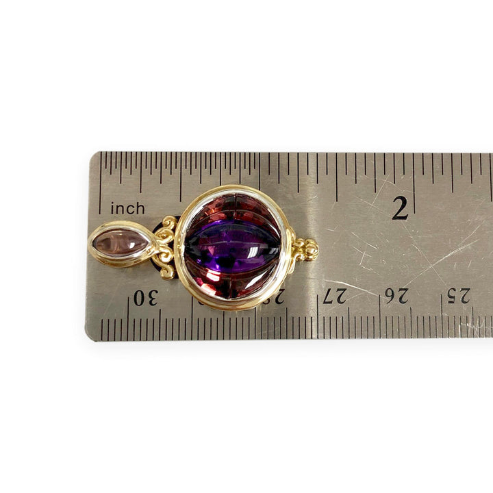 Vintage John Hardy 18K Yellow & White Gold Amethyst Gemstone Batu Sari Pendant