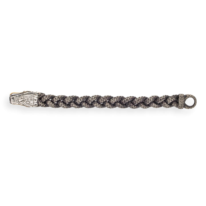 John Hardy Naga Bracelet 7.5" Sterling Silver 18K Gold Ruby Eyes 14mm Wide