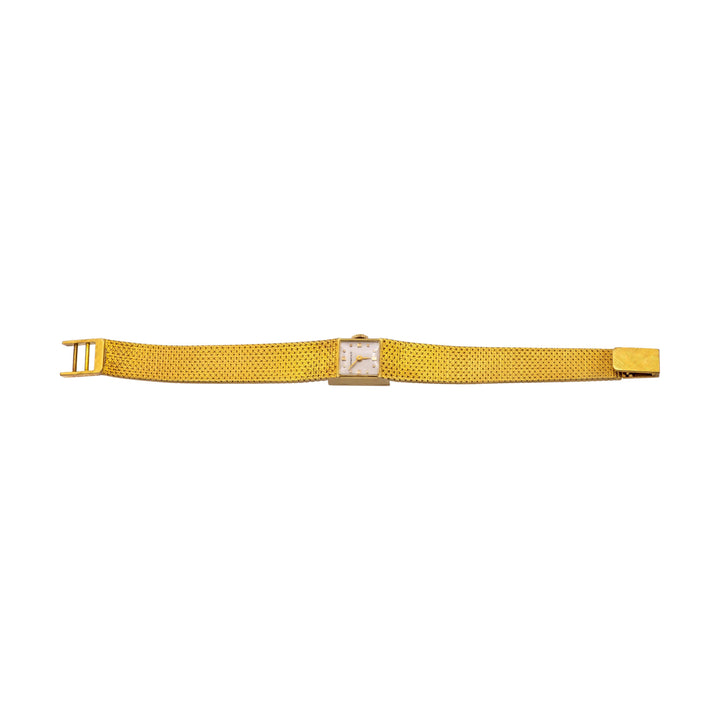 Tiffany & Co. Vintage 18K Yellow Gold Square Watch with Weave Bracelet- 1960's
