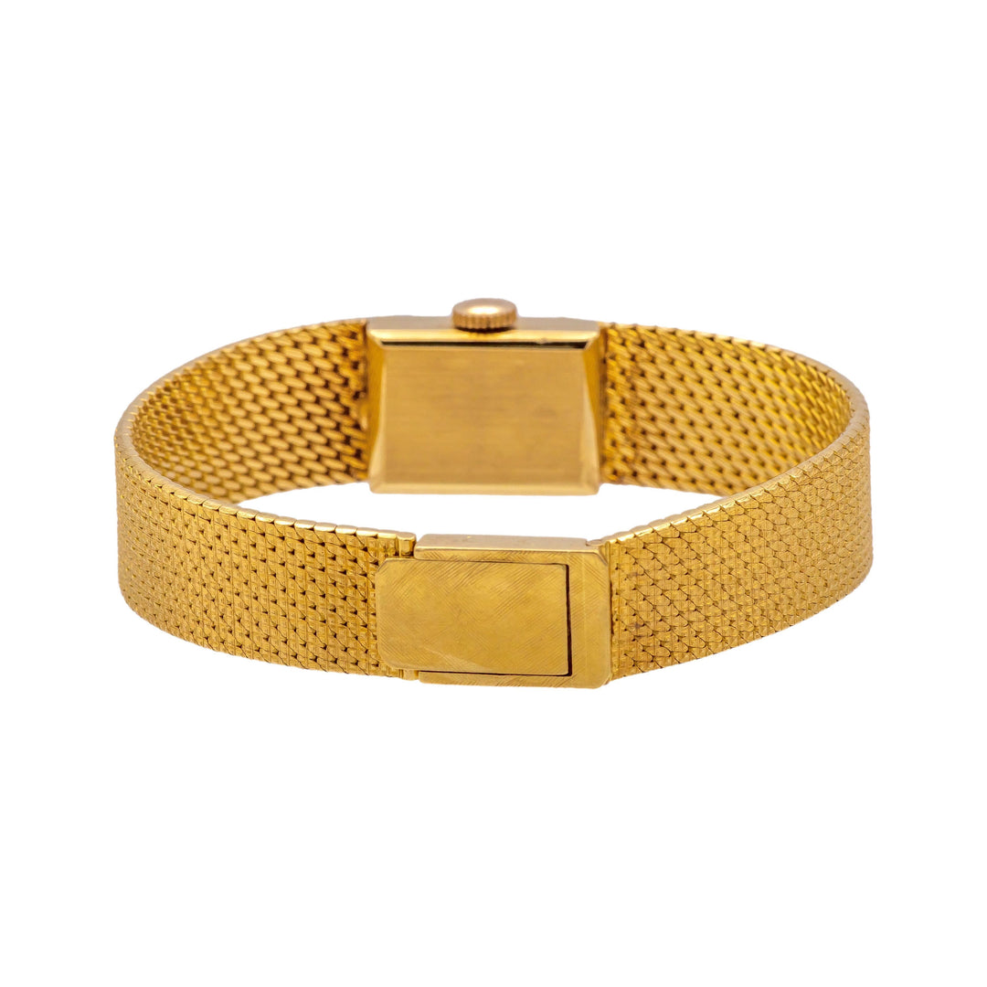 Tiffany & Co. Vintage 18K Yellow Gold Square Watch with Weave Bracelet- 1960's