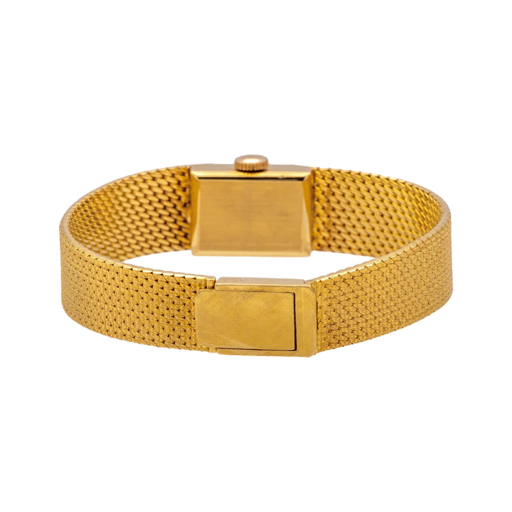 Tiffany & Co. Vintage 18K Yellow Gold Square Watch with Weave Bracelet- 1960's