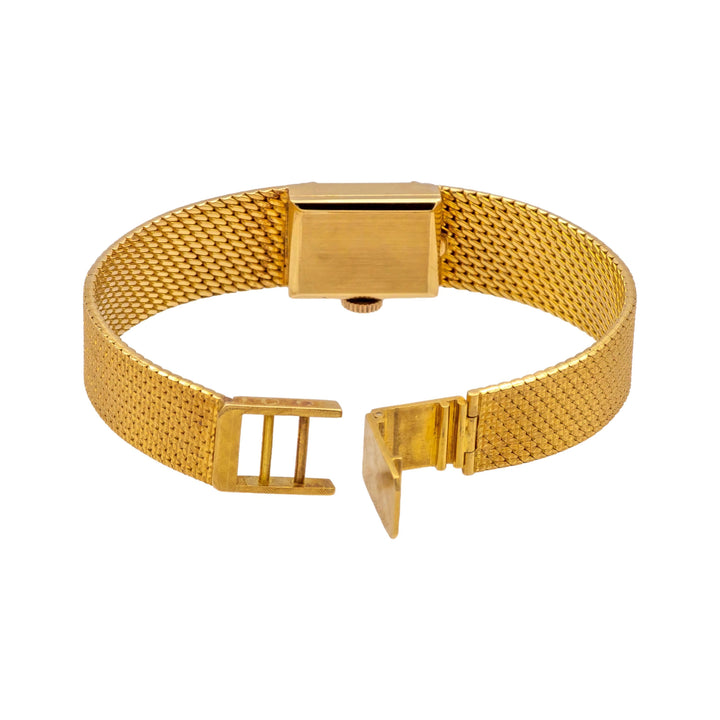 Tiffany & Co. Vintage 18K Yellow Gold Square Watch with Weave Bracelet- 1960's