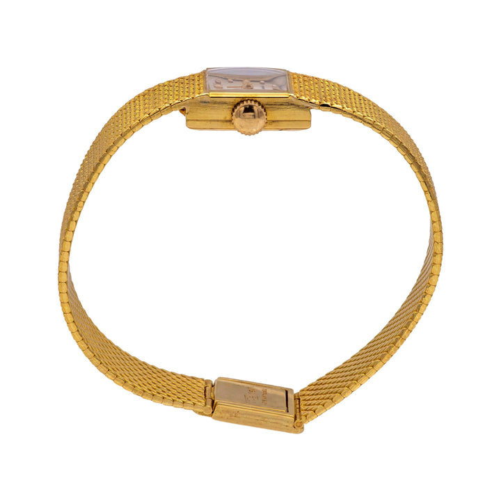 Tiffany & Co. Vintage 18K Yellow Gold Square Watch with Weave Bracelet- 1960's