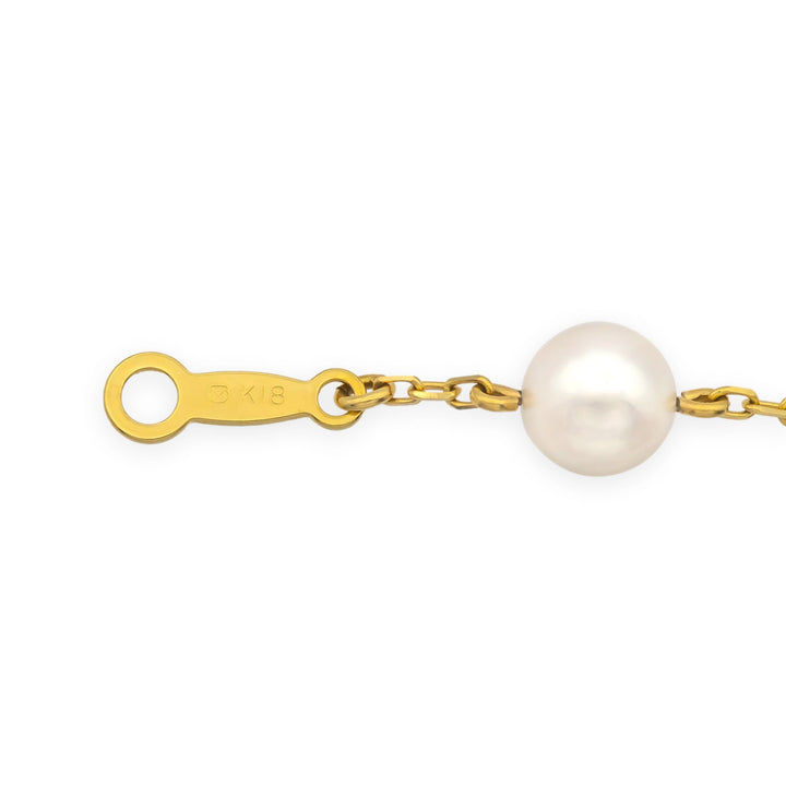 MIKIMOTO 18K Yellow Gold  5.5mm Pearl Station Bracelet – 7" w/orig Pouch