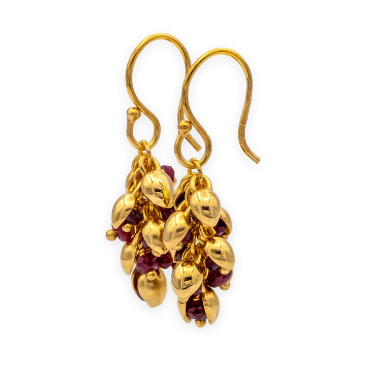 Me&Ro 18K Gold Short Baby Pod Ruby Briolette Dangle Earrings