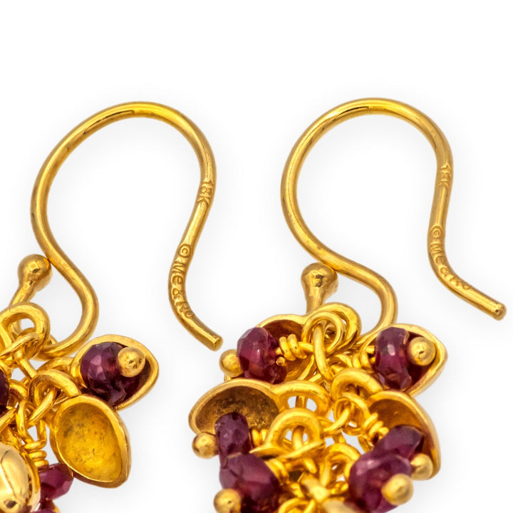 Me&Ro 18K Gold Short Baby Pod Ruby Briolette Dangle Earrings