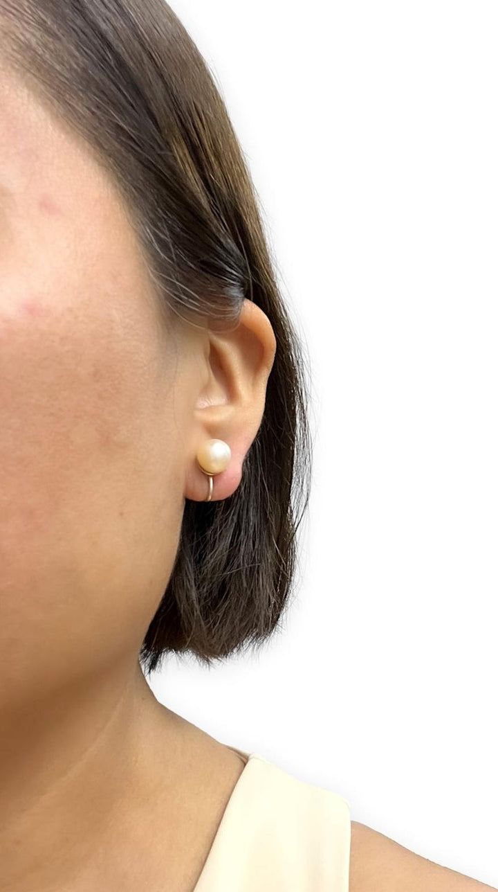 Fisher & Co. Mid-Century 14K White Gold Cultured Pearl Screw-Back Earrings