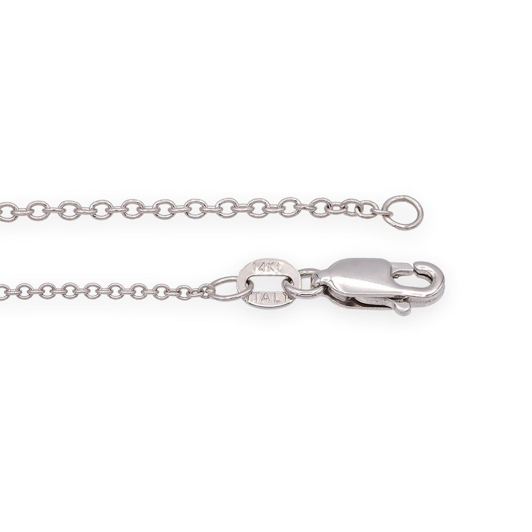 Mill-grain Circle Bezel Halo 18K White Gold Diamond 0.39 cts Total Pendant Necklace 18" Long