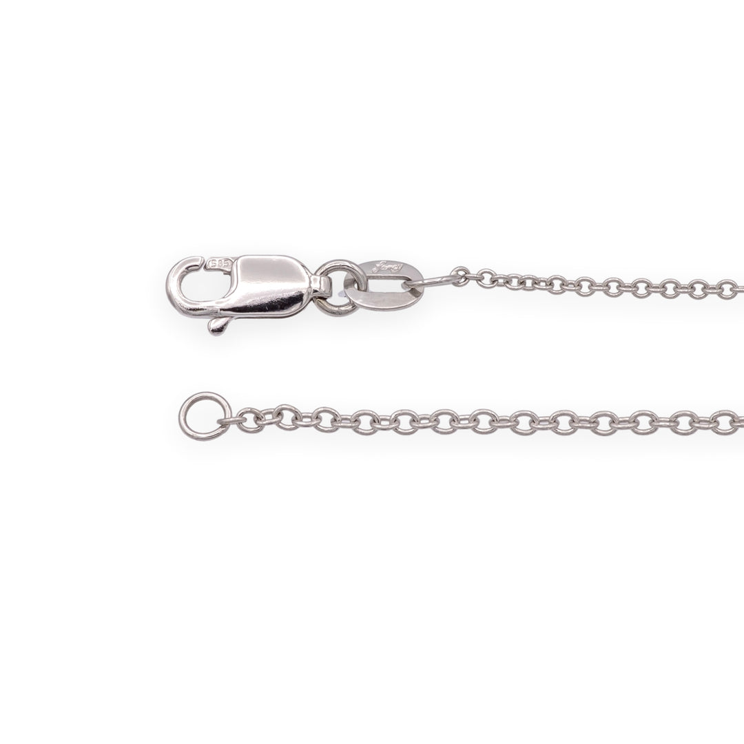 Mill-grain Circle Bezel Halo 18K White Gold Diamond 0.39 cts Total Pendant Necklace 18" Long
