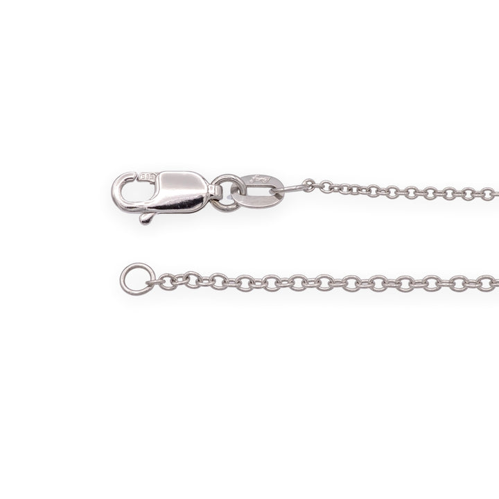 Mill-grain Circle Bezel Halo 18K White Gold Diamond 0.39 cts Total Pendant Necklace 18" Long