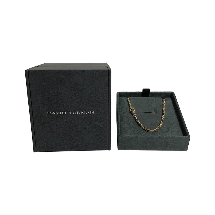 David Yurman Men's 18K Yellow Gold 3mm Open Station Box Chain Necklace 26" Long