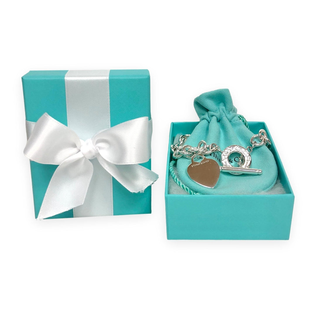 Tiffany & Co. Sterling Silver Heart Tag Charm Large Link Necklace 16.5" 10mm