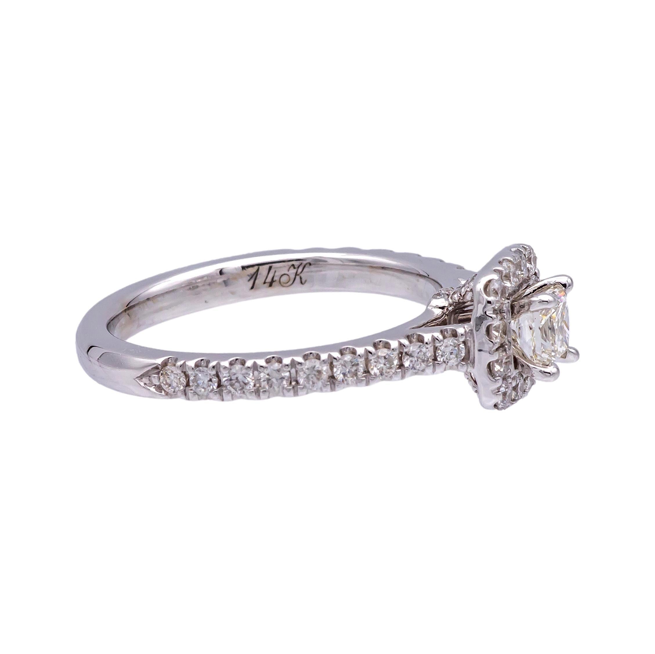 Neil Lane 14K White Gold Cluster .79 Total Weight Round Diamond Engagement Ring Online The Diamond Oak