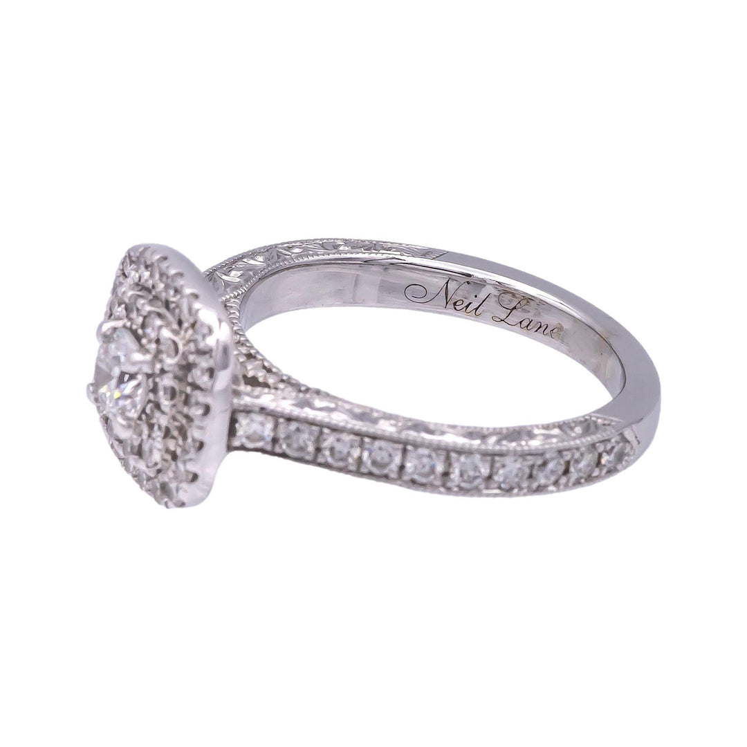 Neil Lane 14 Karat White Gold Cluster 7/8 CT. Total Weight Round Diamond Engagement Ring