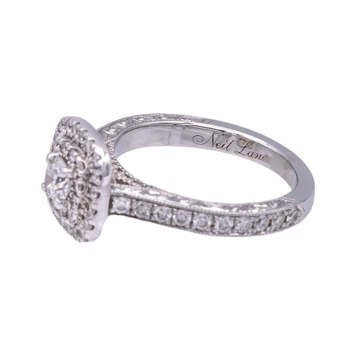 Neil Lane 14 Karat White Gold Cluster 7/8 CT. Total Weight Round Diamond Engagement Ring