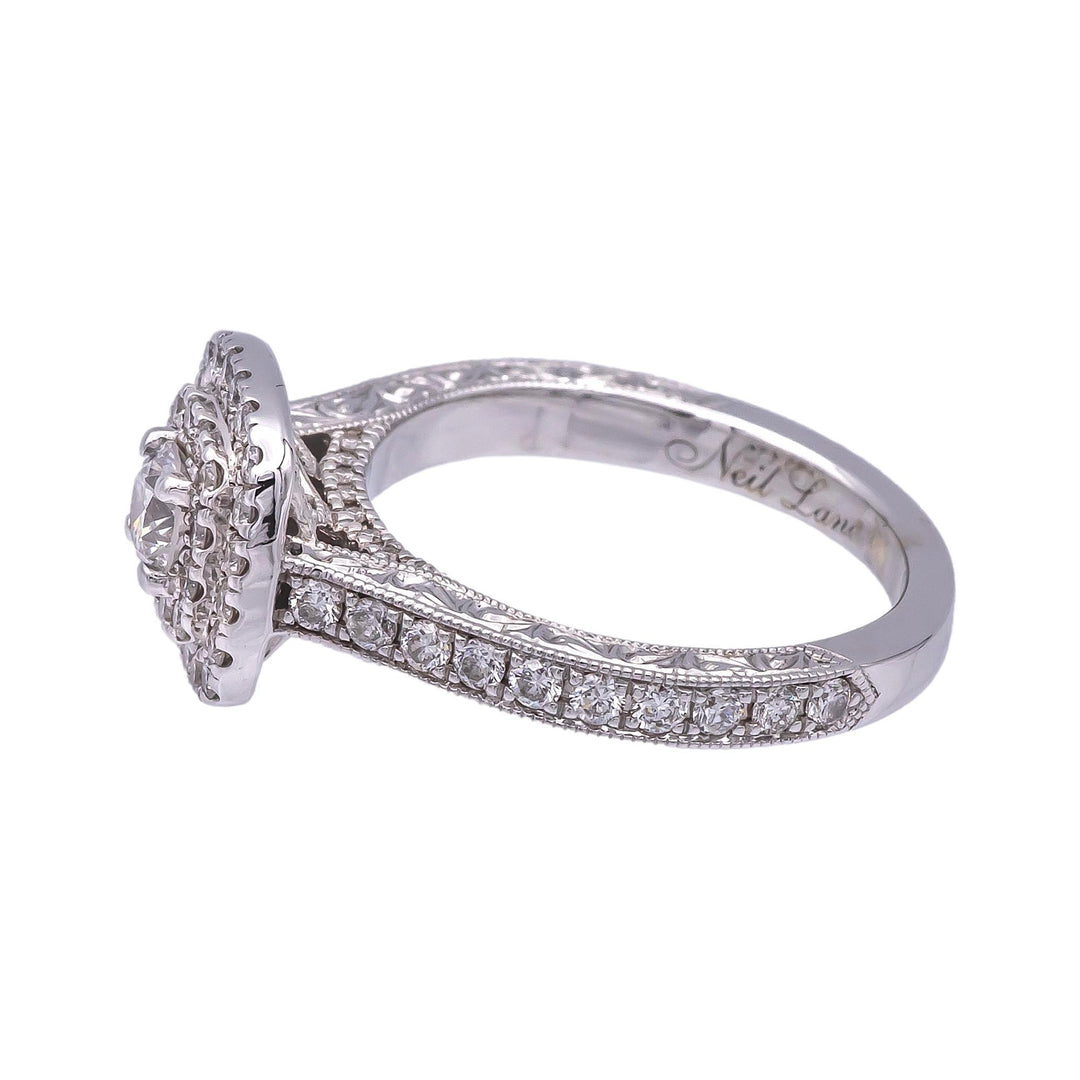 Neil Lane 14 Karat White Gold Cluster 7/8 CT. Total Weight Round Diamond Engagement Ring