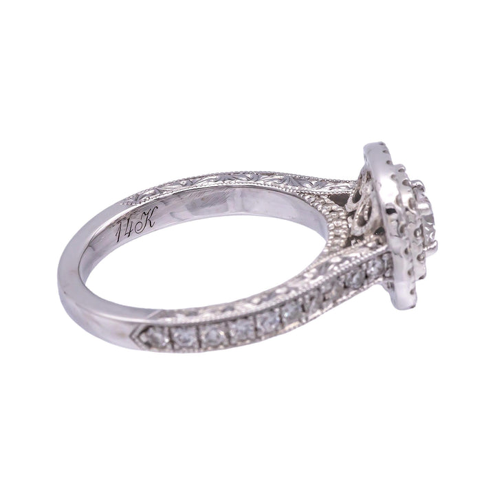 Neil Lane 14 Karat White Gold Cluster 7/8 CT. Total Weight Round Diamond Engagement Ring