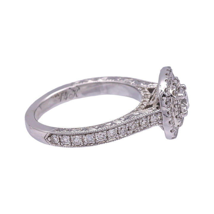 Neil Lane 14 Karat White Gold Cluster 7/8 CT. Total Weight Round Diamond Engagement Ring