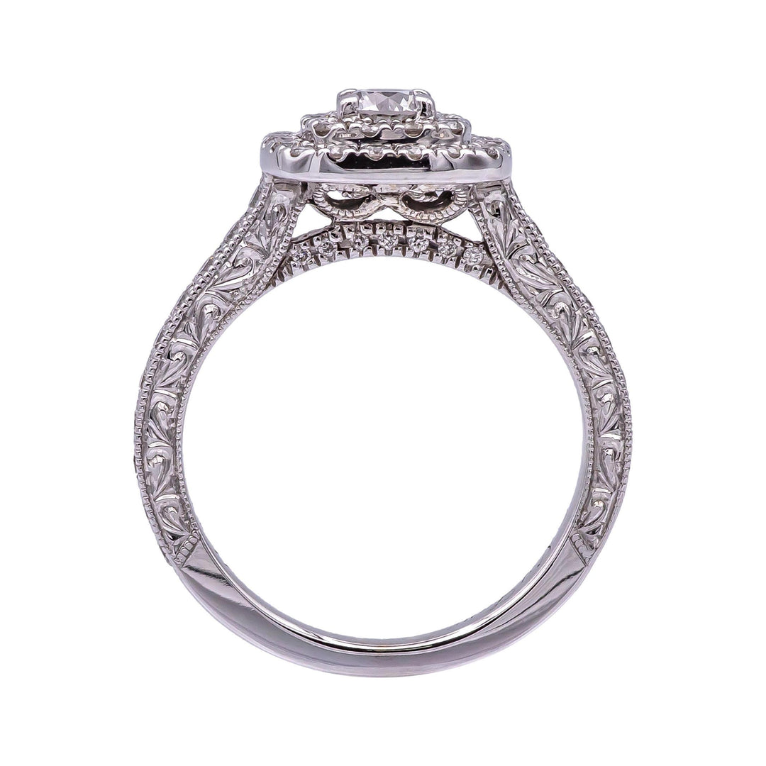 Neil Lane 14 Karat White Gold Cluster 7/8 CT. Total Weight Round Diamond Engagement Ring