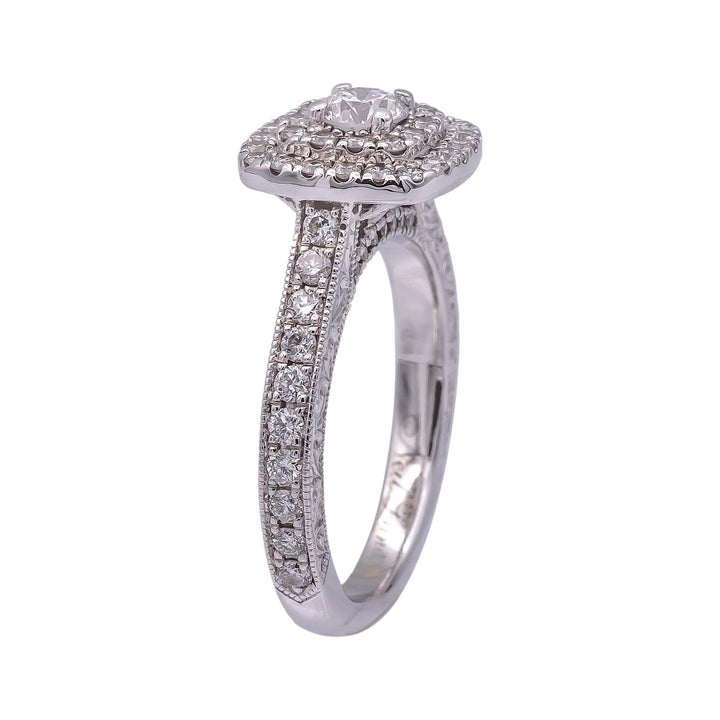 Neil Lane 14 Karat White Gold Cluster 7/8 CT. Total Weight Round Diamond Engagement Ring