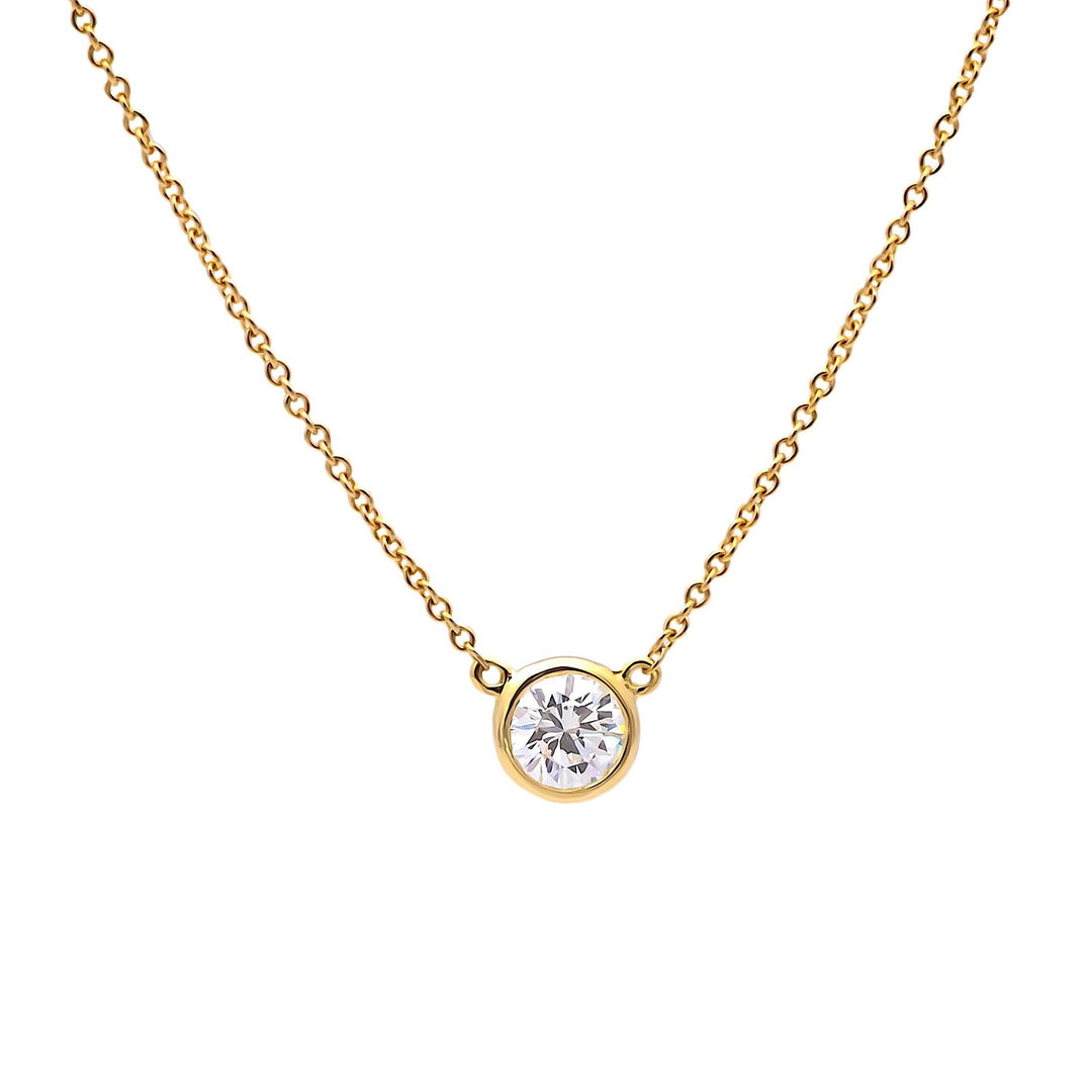 Tiffany & Co. Elsa Peretti Bezel Diamond Pendant Necklace 18K Yellow Gold .45 Ct