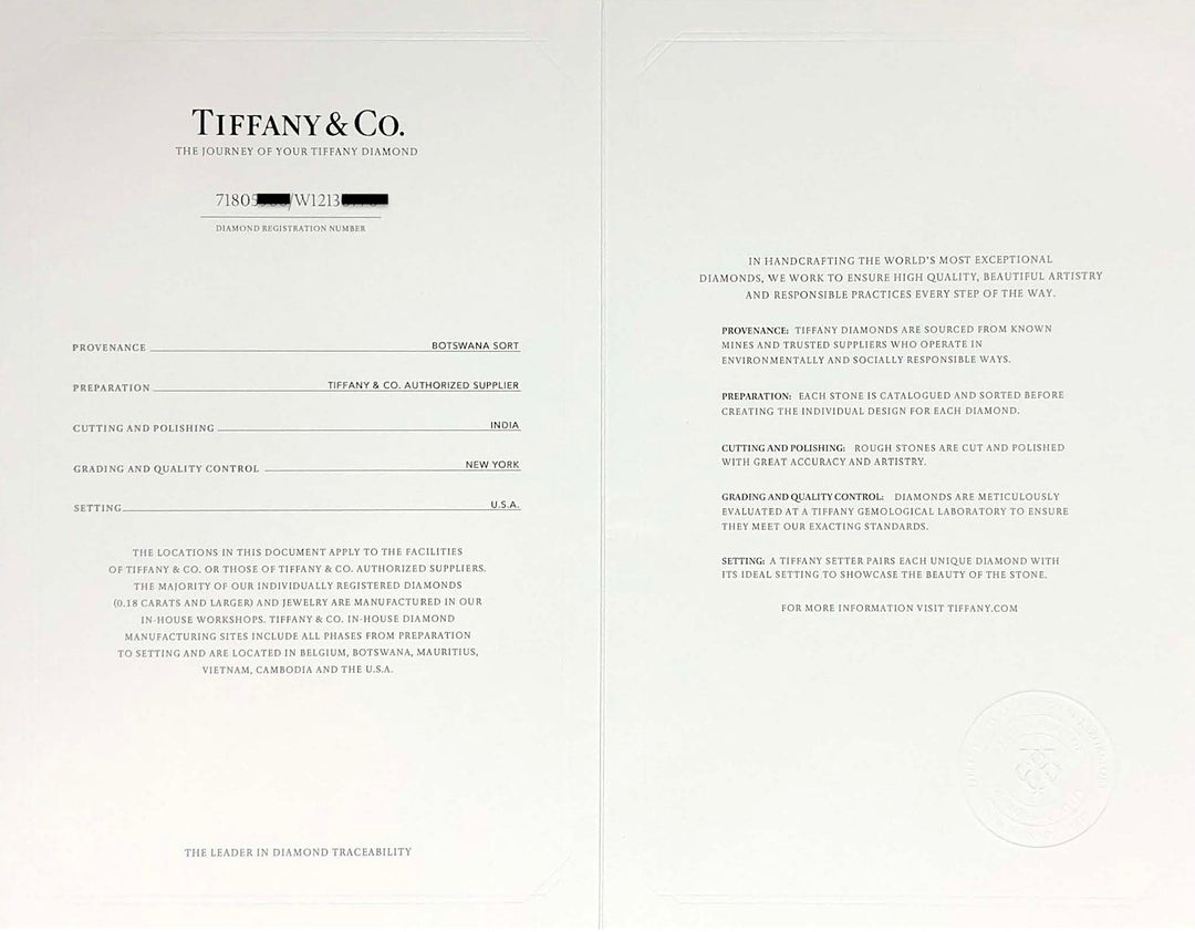 Tiffany & Co. Platinum 1.02 ct G VS1 Round Diamond Solitaire Engagement Ring