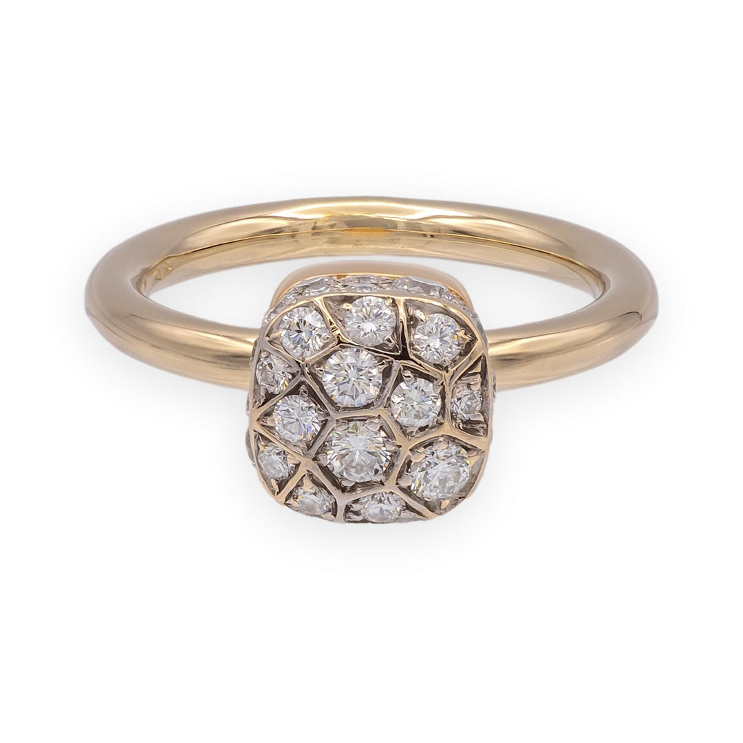 Pomellato Nudo Petit 18K Rose Gold Pavé Diamond Ring, Size 4.5