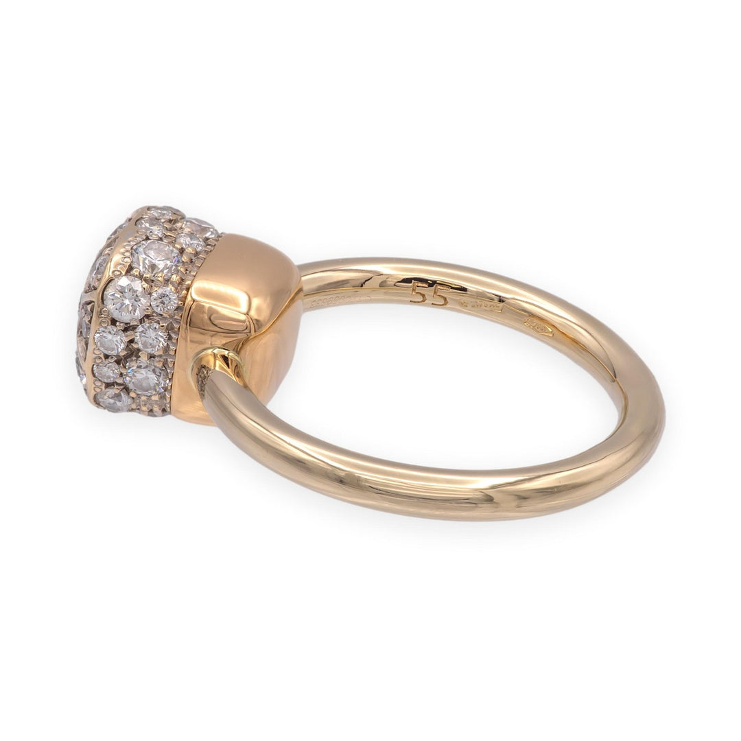 Pomellato Nudo Petit 18K Rose Gold Pavé Diamond Ring, Size 4.5