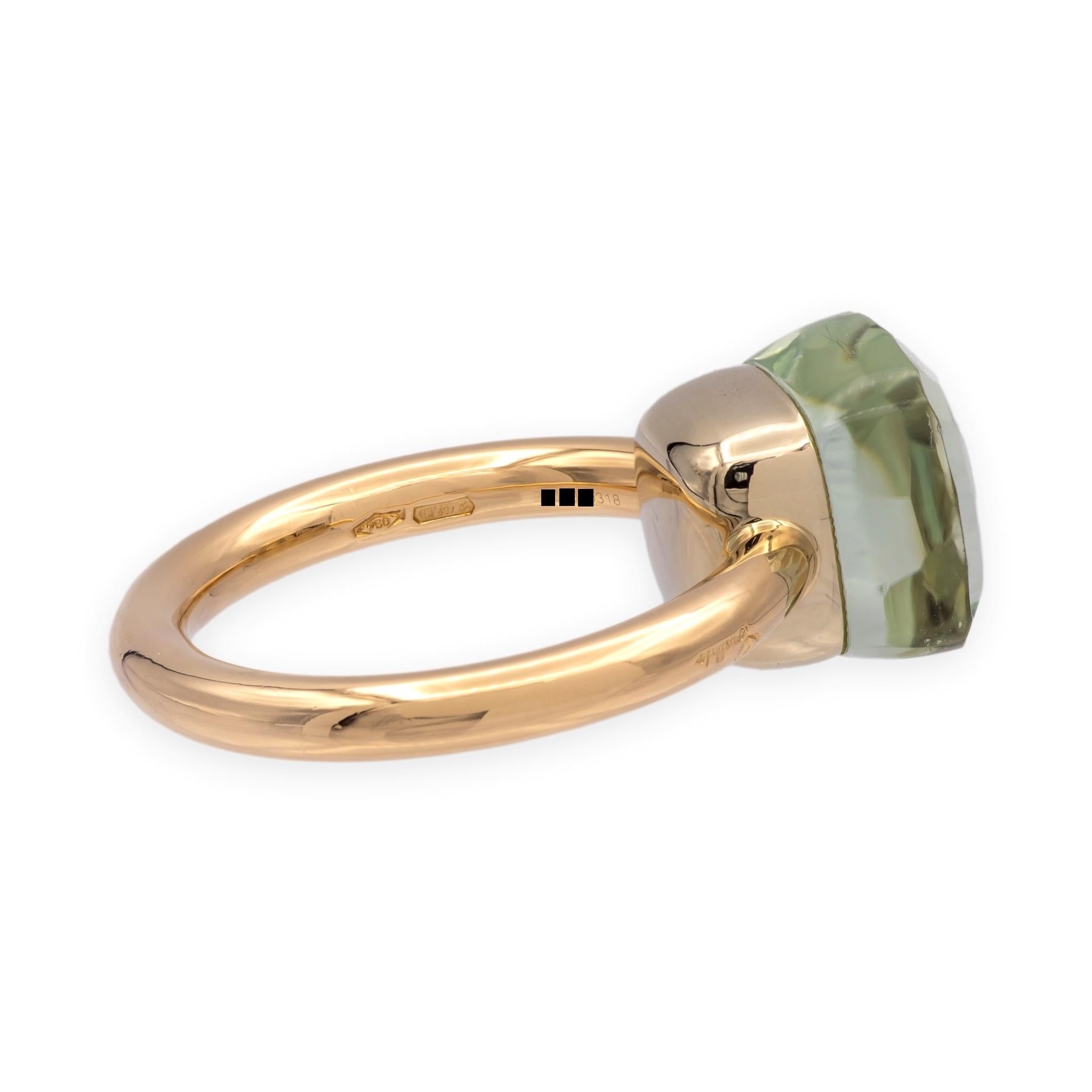 Pomellato Prasiolite Nudo Classic Ring in 18 K Rose Gold - Size