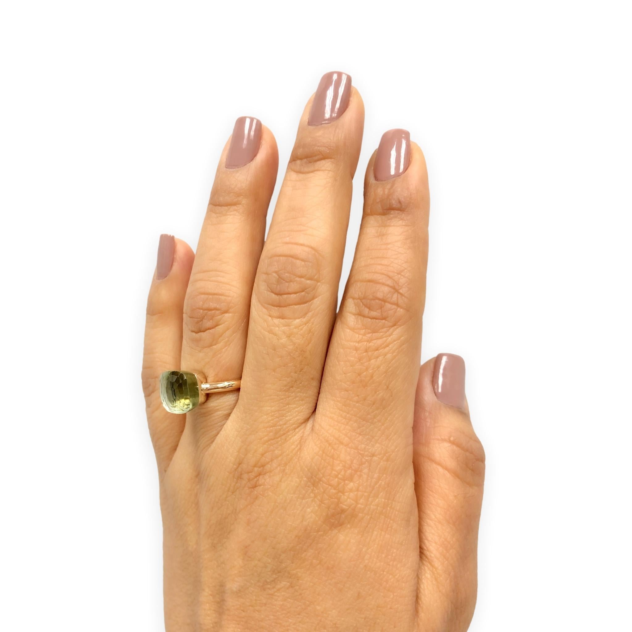 Pomellato Prasiolite Nudo Classic Ring in 18 K Rose Gold - Size