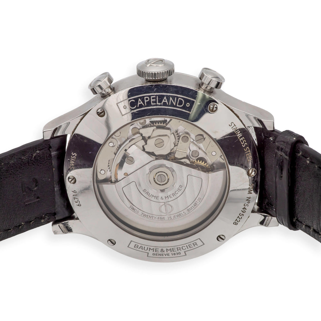 Baume & Mercier Capeland 65716 44mm Chronograph SS Automatic Watch White Dial
