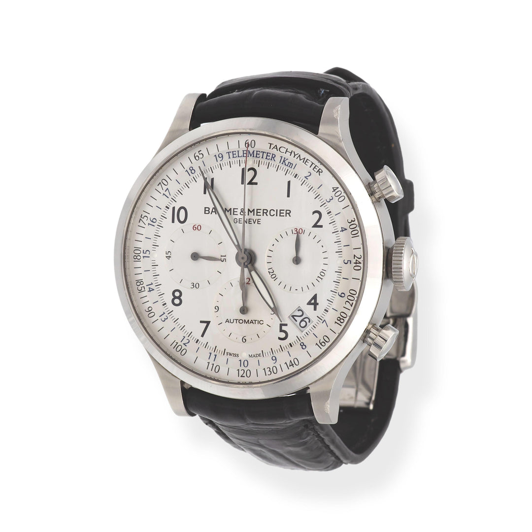 Baume & Mercier Capeland 65716 44mm Chronograph SS Automatic Watch White Dial