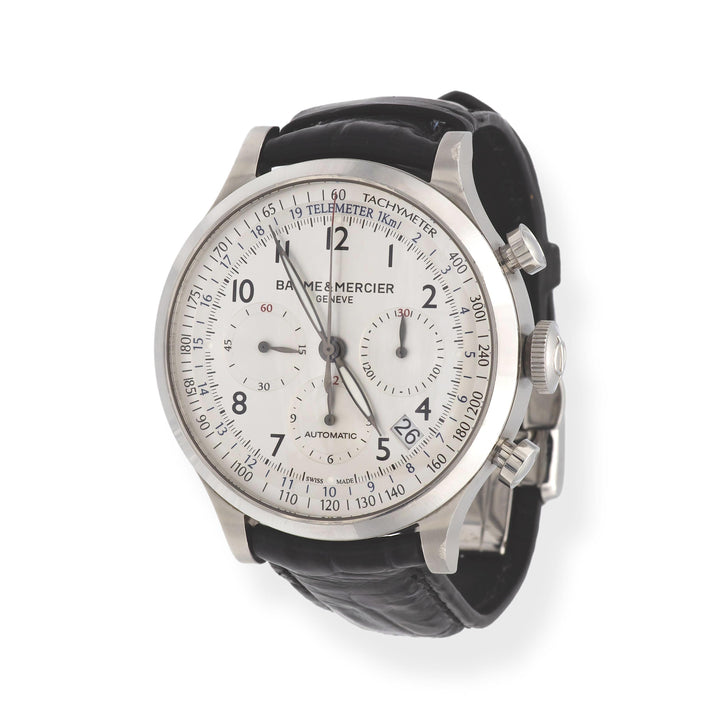 Baume & Mercier Capeland 65716 44mm Chronograph SS Automatic Watch White Dial