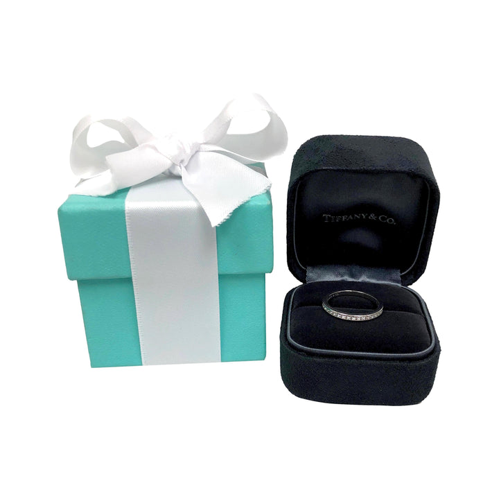 Tiffany & Co Platinum Half Circle Eternity Band Ring .17ct 2 mm Size 6