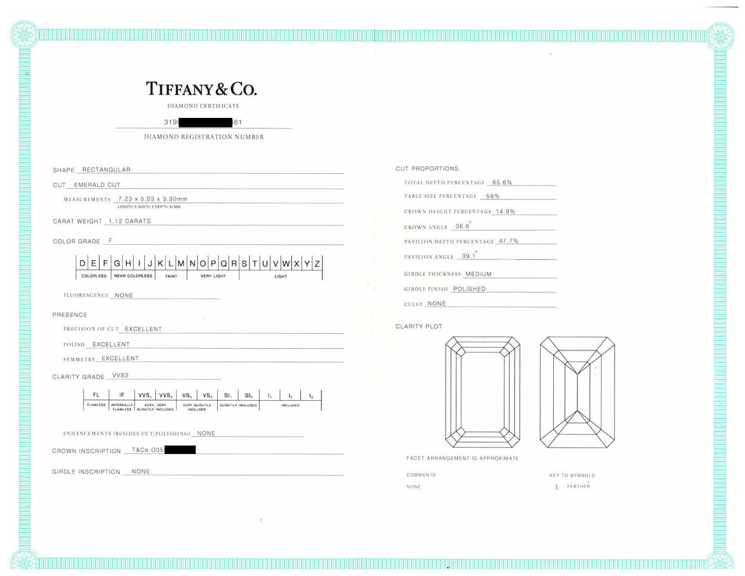 Tiffany & Co. Soleste 1.12 Ct Center Emerald Cut Halo Engagement Ring - F VVS2