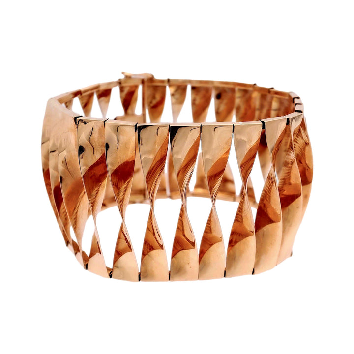 Retro 1940's 14K Rose Gold Bracelet 7.25" Long