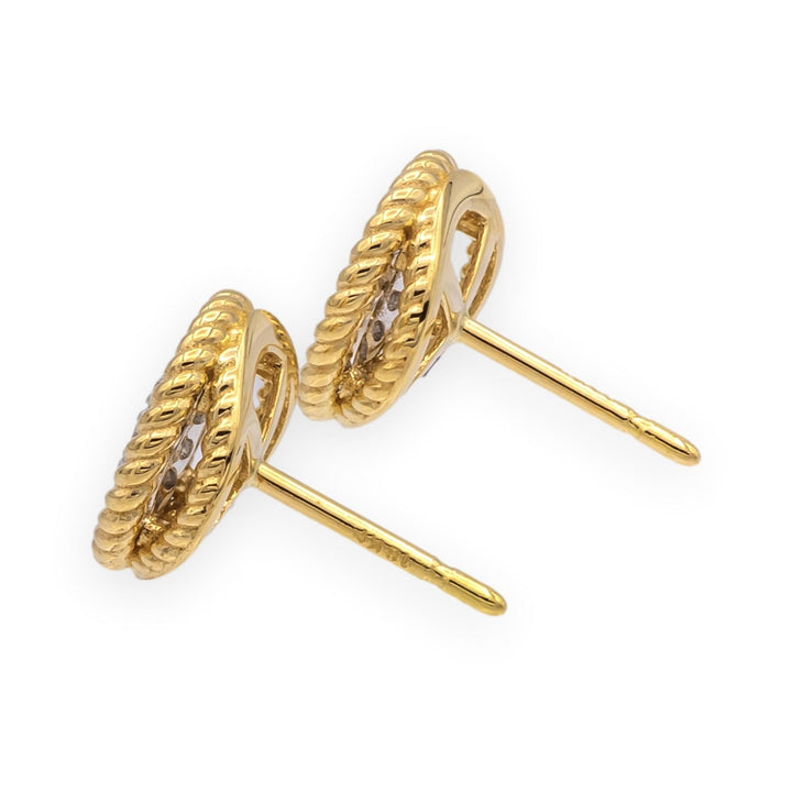 Roberto Coin 18K Yellow Gold Barrocca Twist Rope Studs Earrings