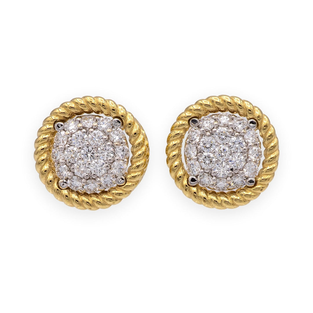 Roberto Coin 18K Yellow Gold Barrocca Twist Rope Studs Earrings