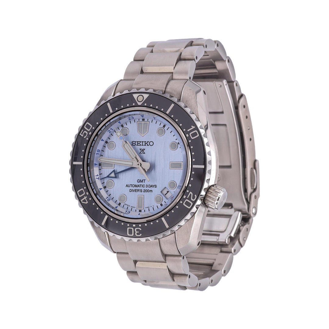 Seiko Prospex GMT SPB385 Lmtd Edtn Light Blue Ceramic Bezel Divers Watch