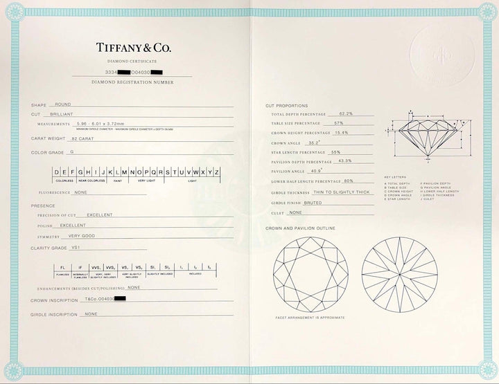 Tiffany & Co. Platinum .82 Ct Center Round Legacy Diamond Engagement Ring GVS1