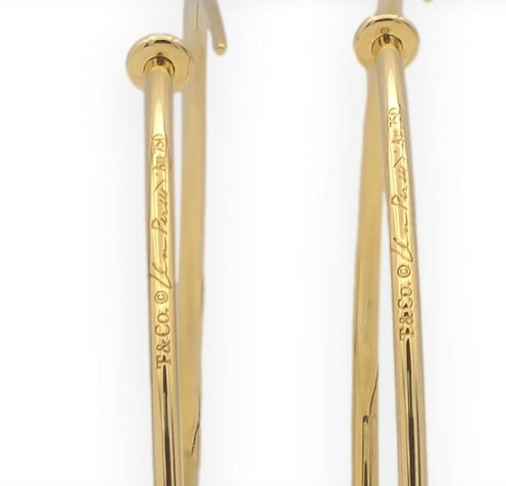 Tiffany & Co. Elsa Peretti 18K Gold Diamond Hoop Earrings 44mm