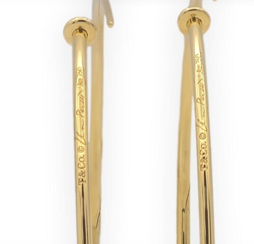 Tiffany & Co. Elsa Peretti 18K Gold Diamond Hoop Earrings 44mm Medium