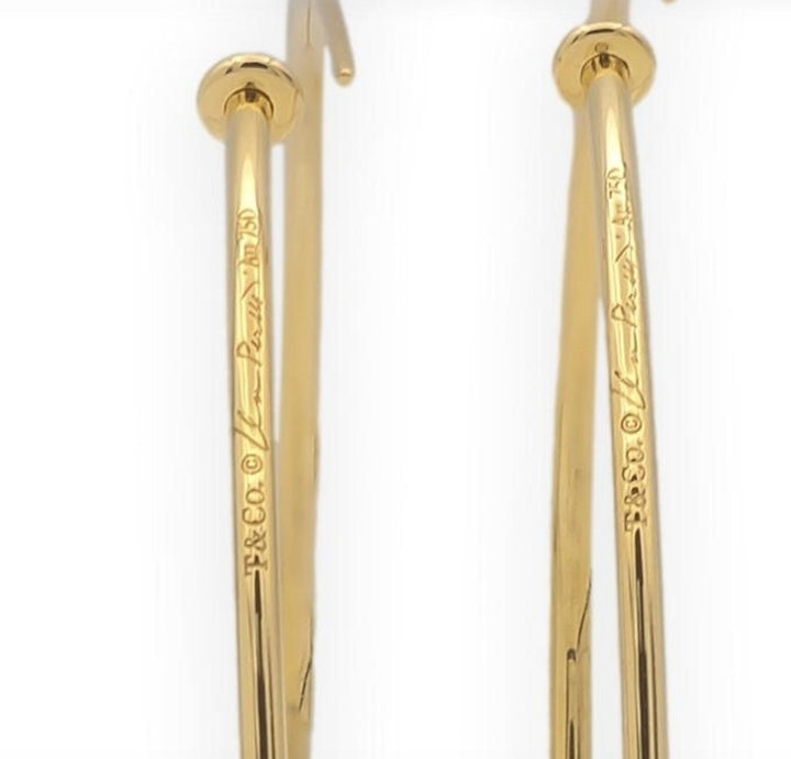 Tiffany & Co. Elsa Peretti 18K Gold Diamond Hoop Earrings 44mm Medium